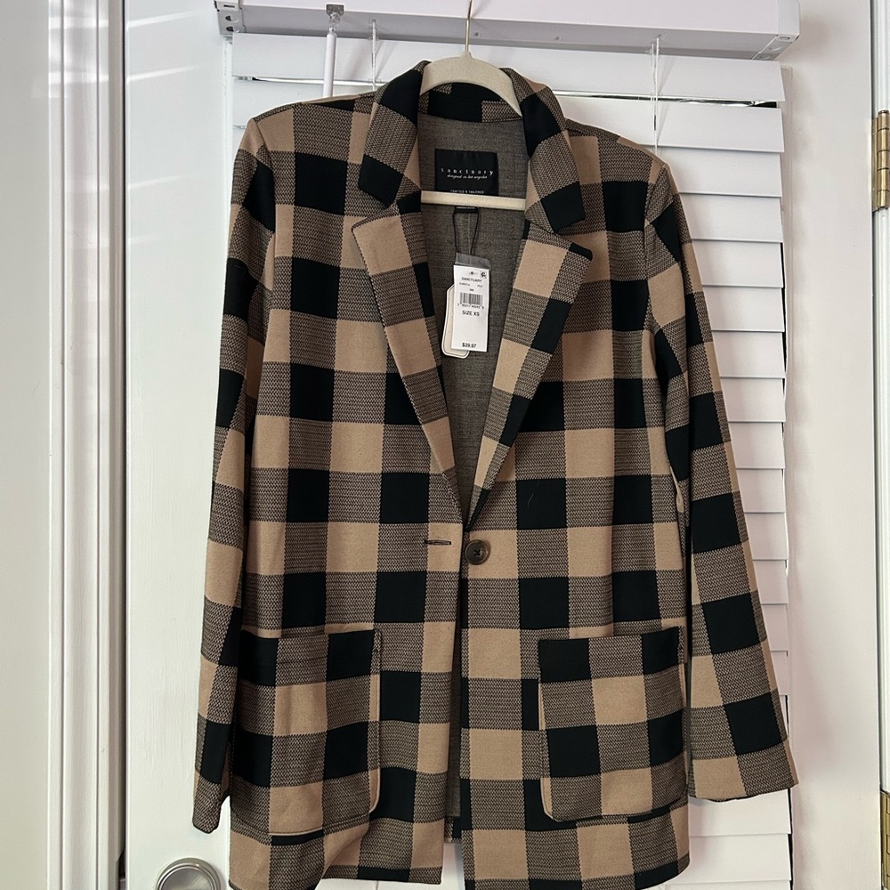 Sanctuary Black and Tan Blazer Timeless Buffalo Check